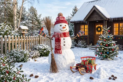 Puzzle Bonhomme de neige dans le jardin