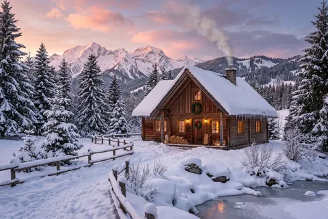 Puzzle Chalet de montagne sous la neige