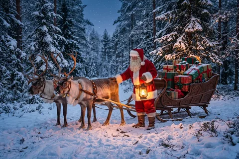 Puzzle Père Noël et ses rennes