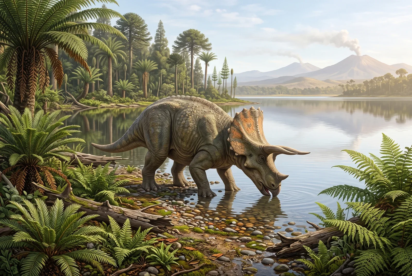 Puzzle du jour : Tricératops au bord d’un lac
